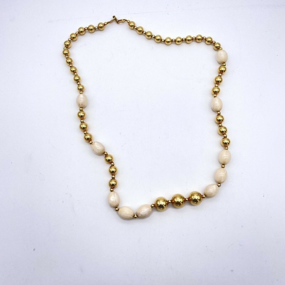 Napier large gold and cream beads Necklace 30"